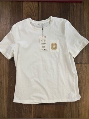Zara Heavy Weight Cotton Tee With Gold Logo